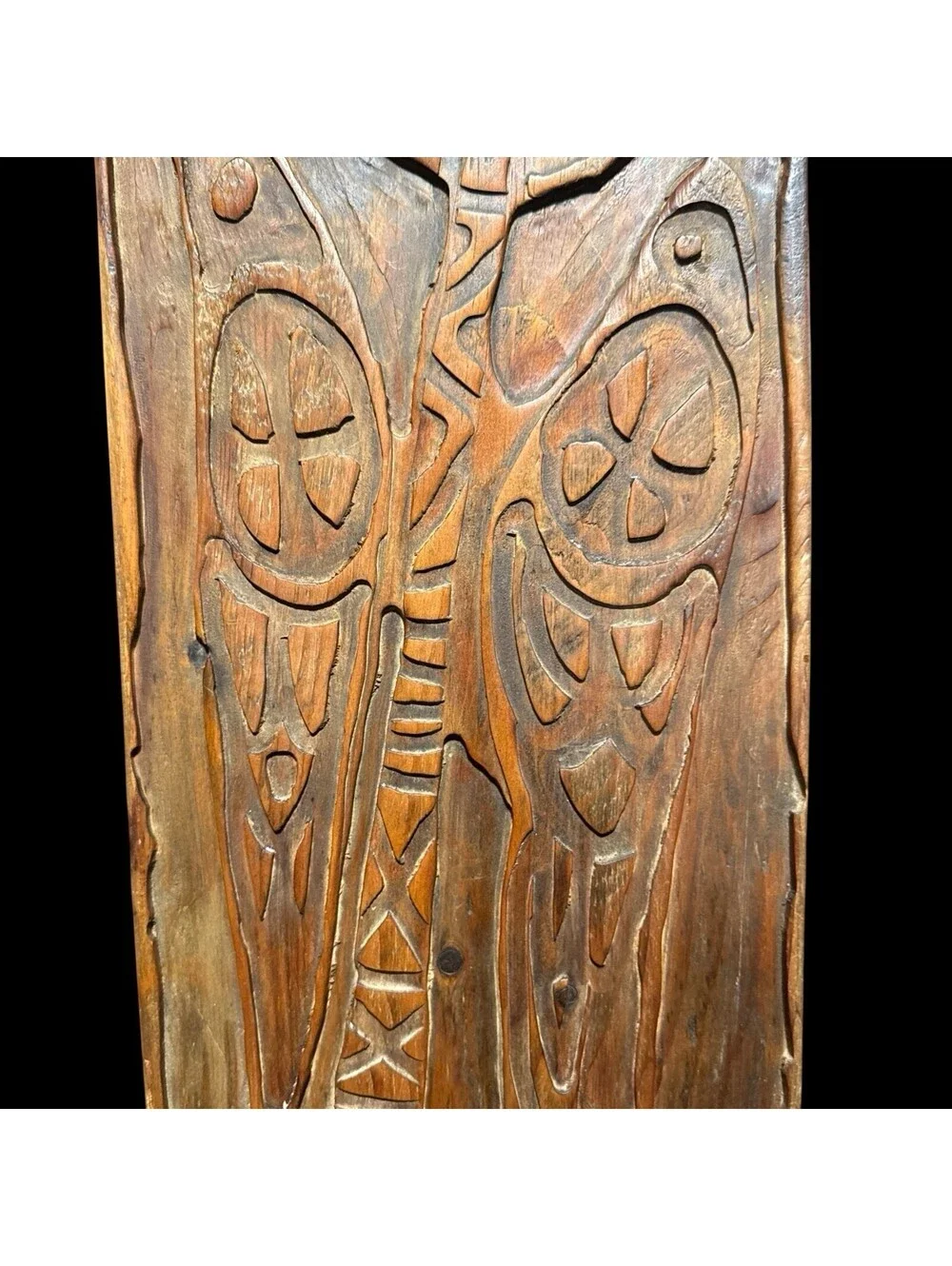 Vintage Beautiful Carved Folk Art Wood Panel MCM RARE No. 2 Artist “ L 8.25” W
